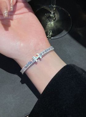 满天星字母H锆石手镯女高级感ins网红爆款轻奢小众设计感手饰手链