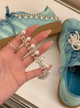 泫雅同款水钻珍珠流苏鞋花鞋扣韩版配饰串珠吊坠个性百搭装饰卡扣