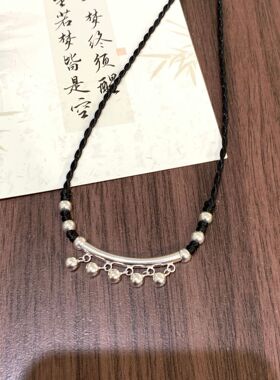 足银999弯管铃铛项链铃铛吊坠手工编织锁骨链送闺蜜朋友生日礼物
