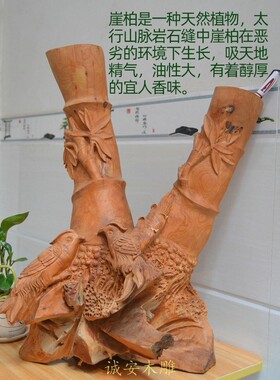 天然太行崖柏竹节形笔筒根雕摆件