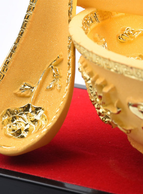 绒沙金碗摆件龙凤金碗家居 公司开业工艺品 保险汽车4S店活动礼品