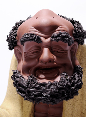 陶瓷达摩佛像摆件实木底座工艺品新中式客厅禅意家居会所软装饰品