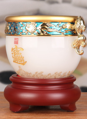 琉璃聚宝盆摆件树脂工艺品创意礼品办公室家居装饰品一件代发