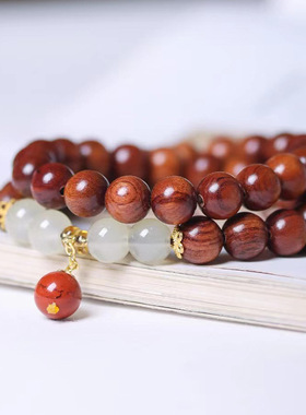 花梨木DIY点红款手链规格0.8男女简约风首饰装饰念珠首饰厂家批发