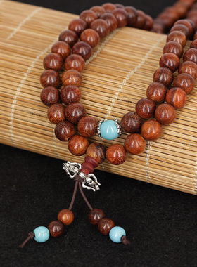 厂家供应 美洲红檀木手链念珠108颗加隔珠手饰 手饰礼品