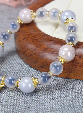 女款金箔香灰琉璃糖心玛瑙手串