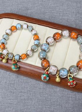 北京景区同款香灰琉璃手串复古