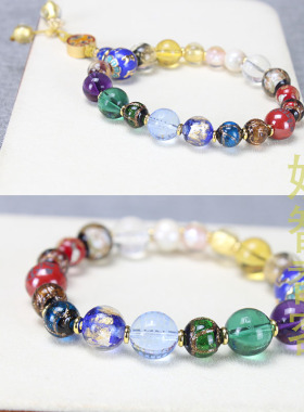 琉璃水晶金箔经文刻字手串