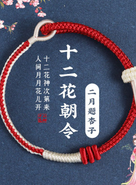 巧样十二花神DIY手工编织手绳 新中式男女生日礼物可穿黄金红绳