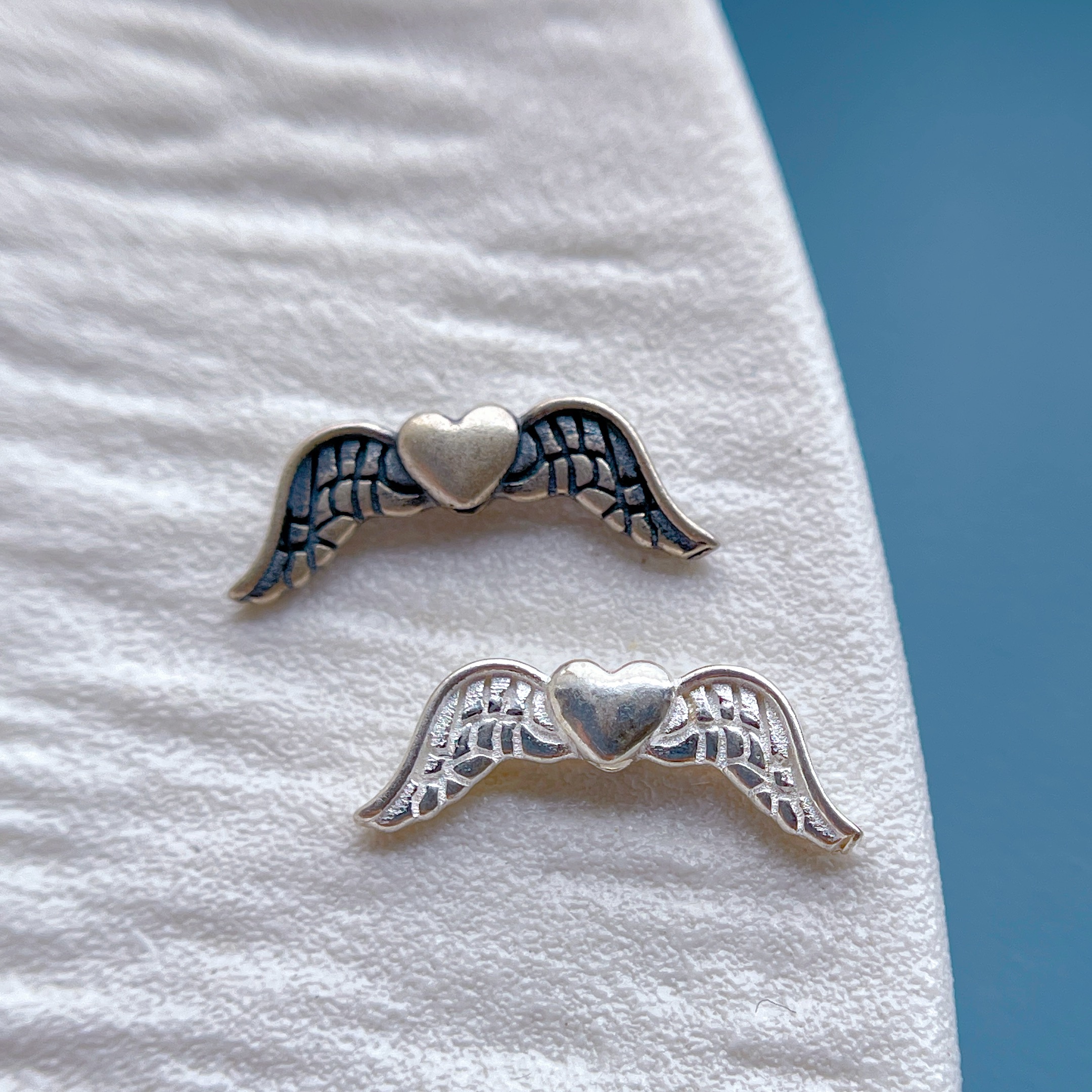 s925纯银饰配件爱心翅膀喜鹊千纸鹤隔珠背云吊坠diy手串项链配饰 - 图2