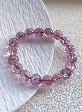 天然紫阿塞水晶手链女紫水晶单圈