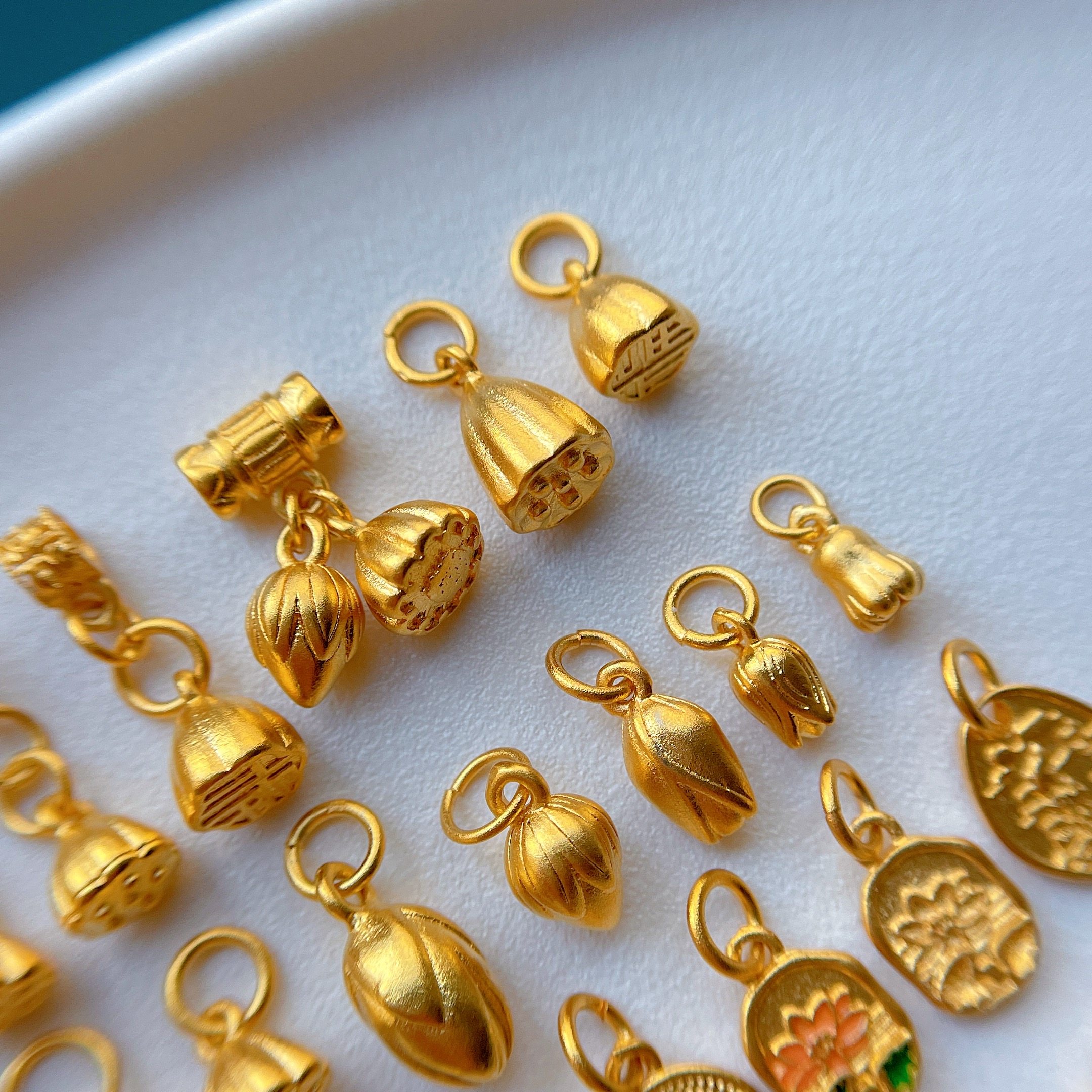 包24K金保色配件锦鲤小鱼莲花两世欢莲蓬花苞吊坠提溜挂坠diy手链,淘宝优惠券,粉丝福利购,淘宝优惠卷