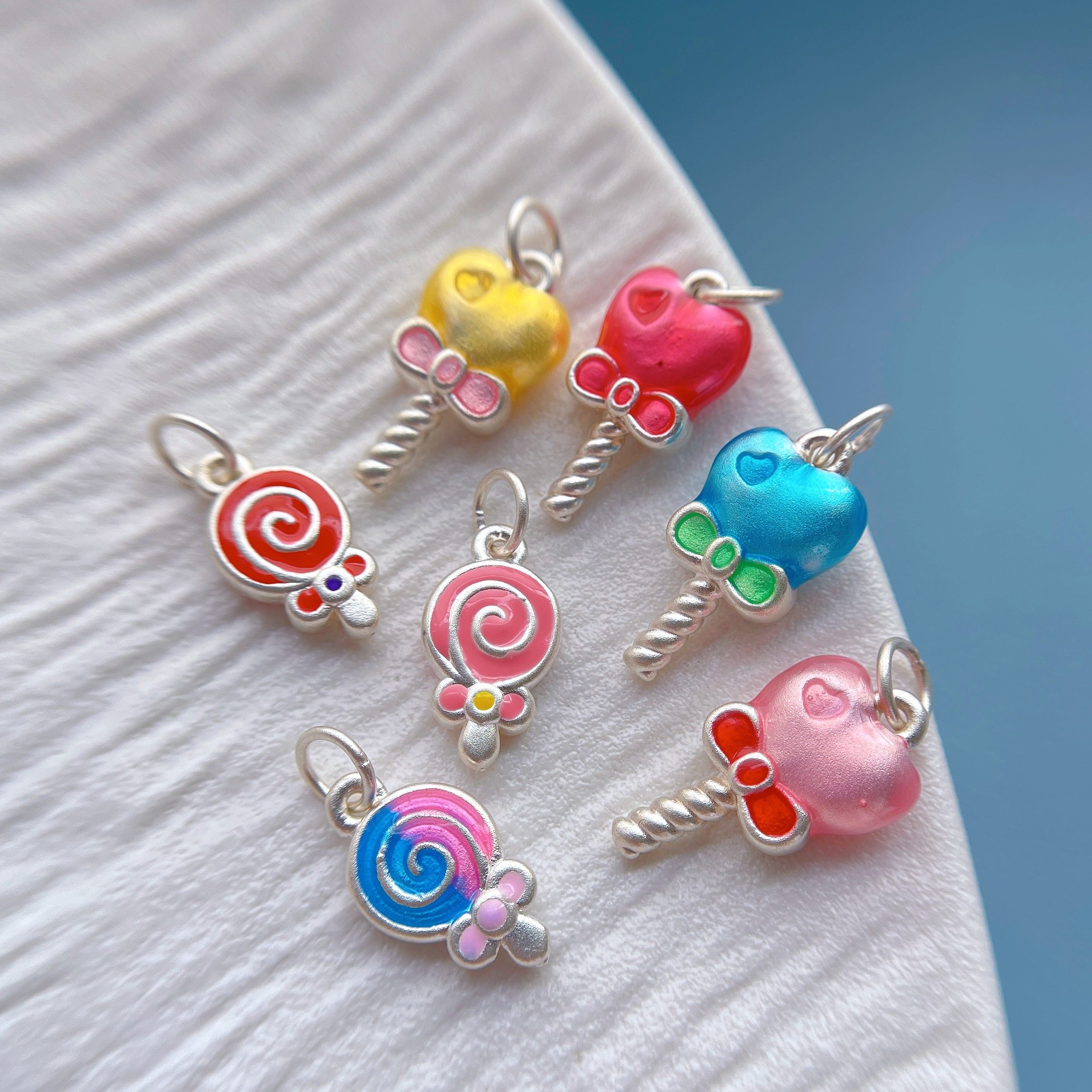 足银999纯银饰配件烧蓝KT猫彩虹棒棒糖拨浪鼓吊坠提溜挂坠diy手串,淘宝优惠券,粉丝福利购,淘宝优惠卷