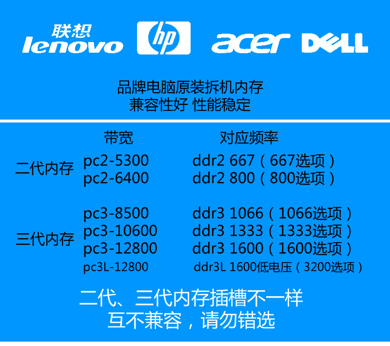 记忆科技内存条ddr2 667 800 2g台式机ddr3 4g 1333 1600原装拆机 - 图1