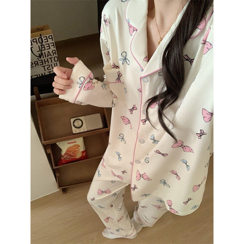 新款春秋季双长袖睡衣女开衫套装休闲卡通牛奶丝家居服女网红,淘宝优惠券,粉丝福利购,淘宝优惠卷