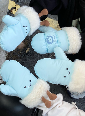 手套女冬季创意脚丫骑行滑雪保暖棉手套学生加绒加厚毛绒防风御寒