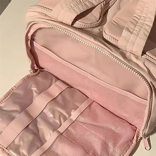 Almacenamiento que pertenece a J people~Bolsa de cosméticos rosa de gran capacidad, neceser multicapa para mujer, bolsa de almacenamiento ligera portátil para estudiantes