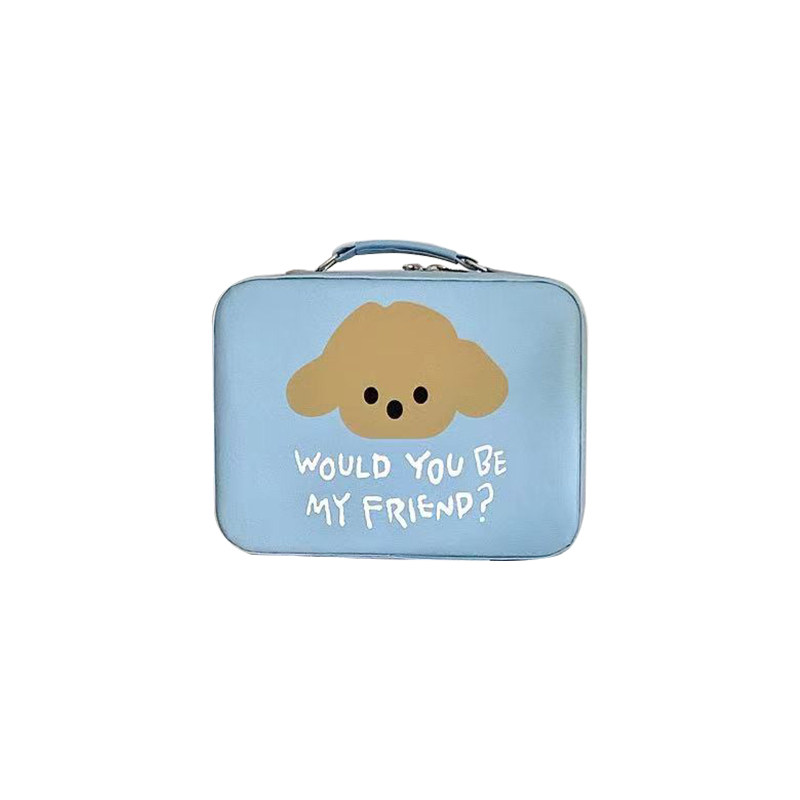 实用主义！原创ins风化妆包女奶油蓝小狗化妆箱大容量便携收纳盒,淘宝优惠券,粉丝福利购,淘宝优惠卷