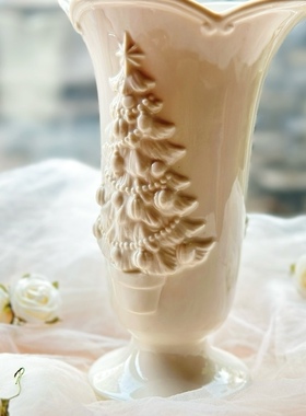 瓷浮雕圣诞树花瓶花器小清新