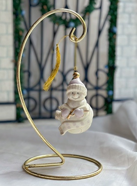 陶瓷雪人圣诞花环挂摆件节日装饰