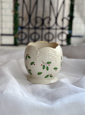 出口Lenox陶瓷绿冬青蝴蝶储物罐