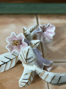 持续瓷生陶瓷白色蛋糕天鹅挂摆件花卉少件装饰描金工艺品