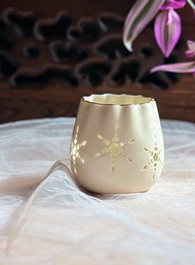 陶瓷镂空烛台花瓶储物罐化妆收纳