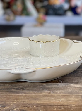 描金沙拉碗浮雕描金花瓣大尺寸