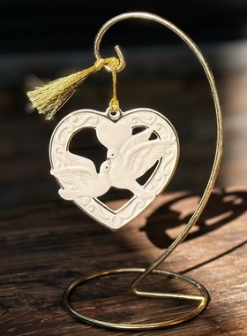 陶瓷镂空红丝带圣诞节家居车挂