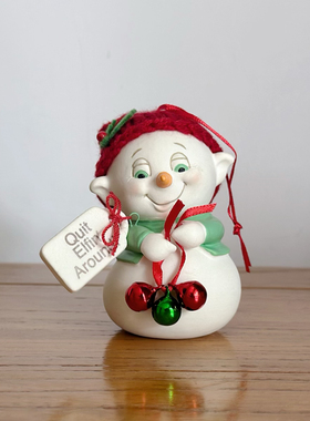 持续瓷生 d56雪娃雪宝宝铃铛红帽子瓷偶白色帽子围巾可爱工艺品