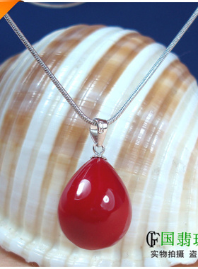 红色珊瑚圆珠水滴吊坠女款珊瑚项链贝珠仿红珊瑚吊坠