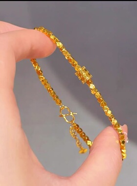 沙金爆闪镭射珠路路通小蛮腰蹦迪珠手链女小众轻奢时尚设计感手环