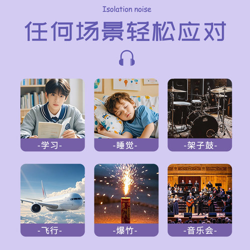 抗噪卫士专业儿童隔音耳罩架子鼓学习睡觉降噪神器飞机降压防噪音 - 图3
