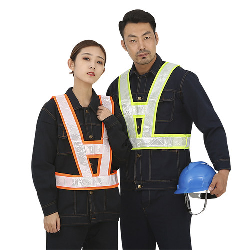 V型透气软布反光背心夜骑行反光安全服施工环卫交通路政反光马甲 - 图1
