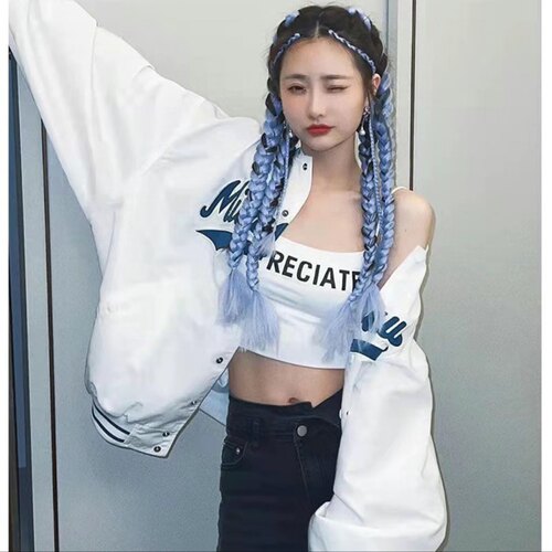 欧美假发街舞嘻哈非洲脏辫彩色麻花辫子拳击辫双马尾彩色挂耳假发 - 图1
