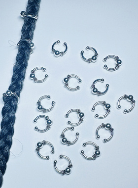 个性嘻哈风脏辫环 银色环发扣麻花辫点缀小辫子装饰非洲辫头饰潮