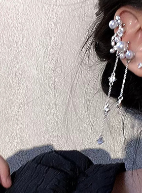 儿童银色编发潮酷耳骨夹女童爵士舞演出走秀发饰个性高级编发绳子
