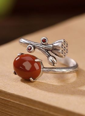 乡恋情女戒指纯银镶宝石