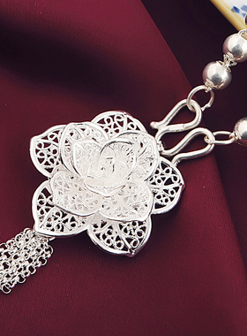 足银银男士佛珠短款毛衣链