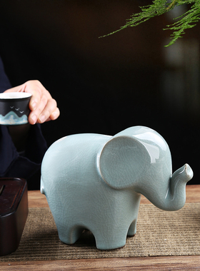 吉象如意摆件陶瓷大象家居一对