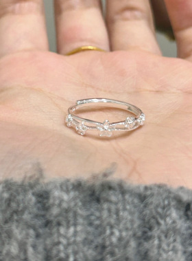 【两件包邮】双层枝蔓小繁花戒指女小众设计轻奢百搭开口食指戒森