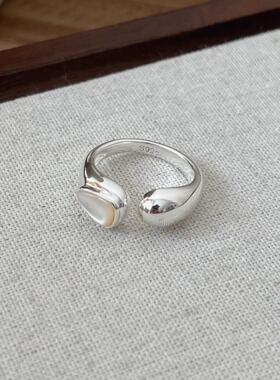 【两件包邮】精致水滴戒指女极简冷淡风百搭叠戴S925镀银开口指环