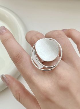 【两件包邮】个性拉丝哑光雾面不规则线条戒指女小众设计感嘻哈开