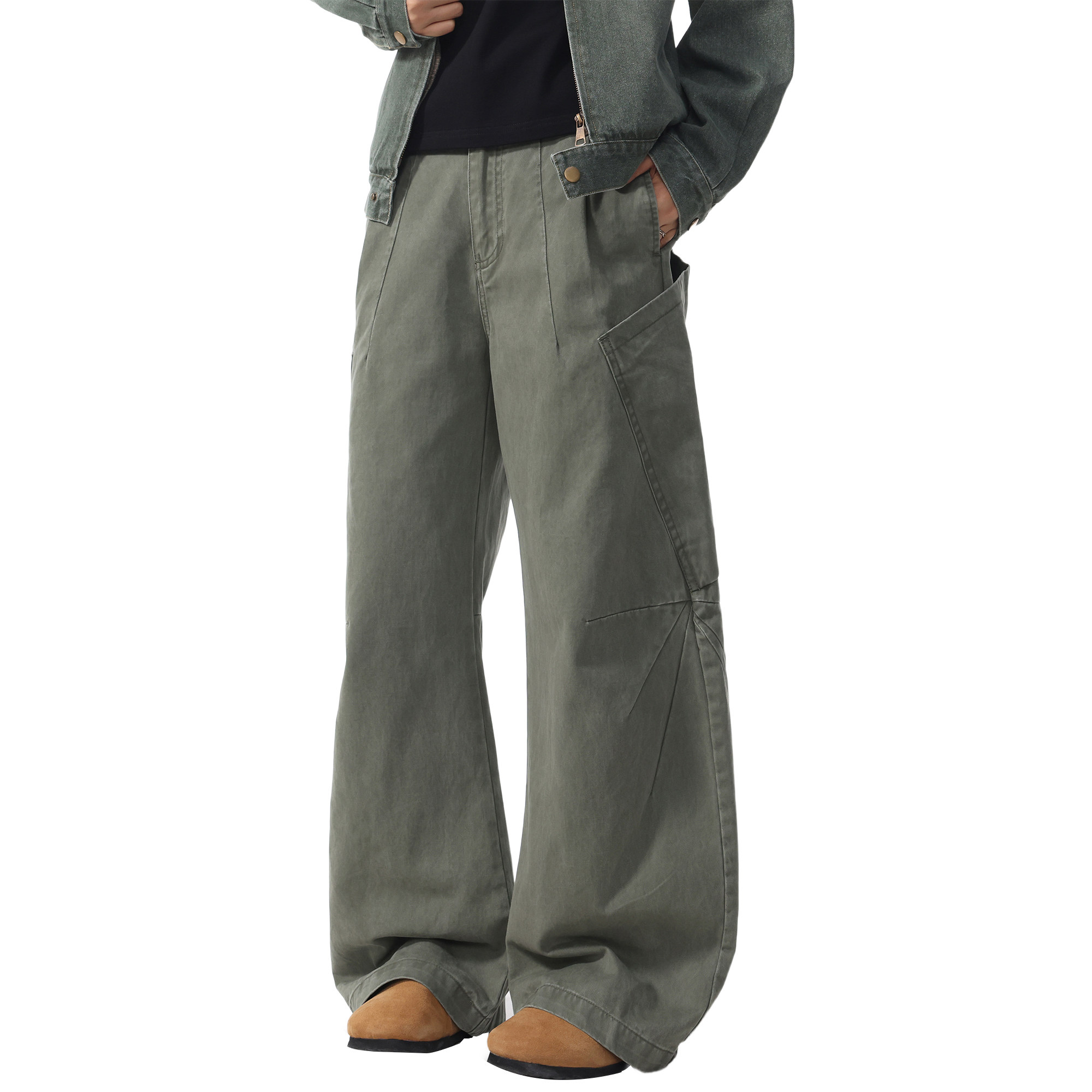 ALLIN 多口袋弯刀休闲裤男秋冬宽松纯棉高街cleanfit直筒阔腿裤子,淘宝优惠券,粉丝福利购,淘宝优惠卷