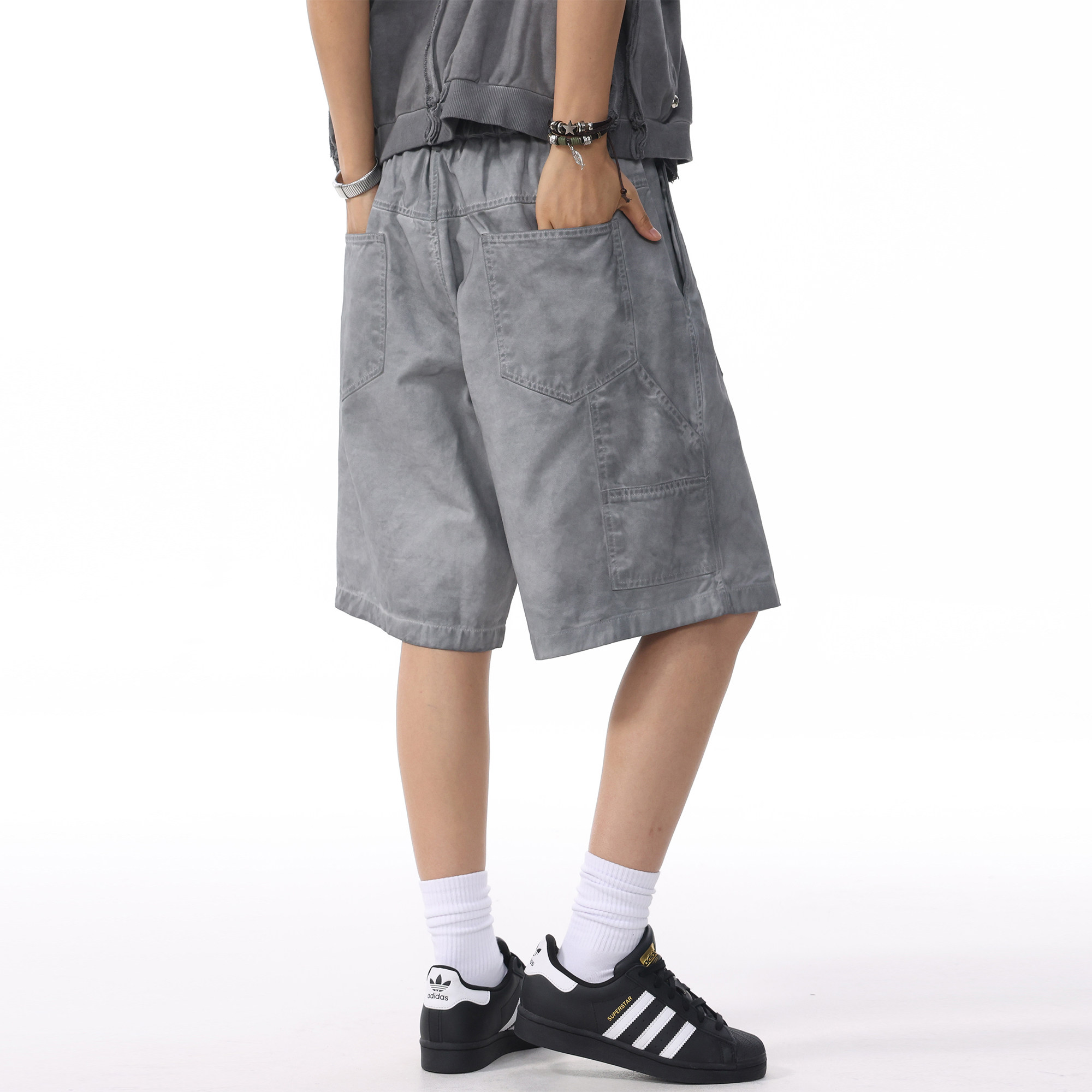 ALLIN 纯棉男士休闲短裤2025夏季新款宽松薄款五分复古高街中裤子,淘宝优惠券,粉丝福利购,淘宝优惠卷