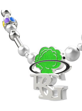 宇宙骷髅元素拼接珍珠质感项链