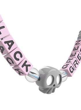 骷髅陶瓷趣味粉陶瓷方块拼接项链