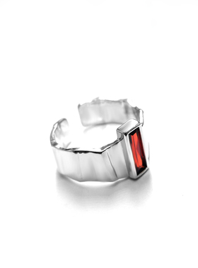 「BG官方」原创小众设计品牌简约百搭潮流ing风红色皓石开口戒指.