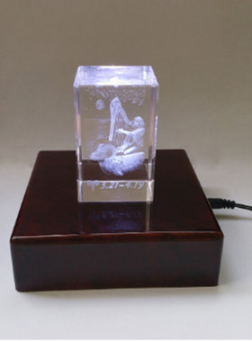 工艺红色发光摆件琉璃灯座水晶球