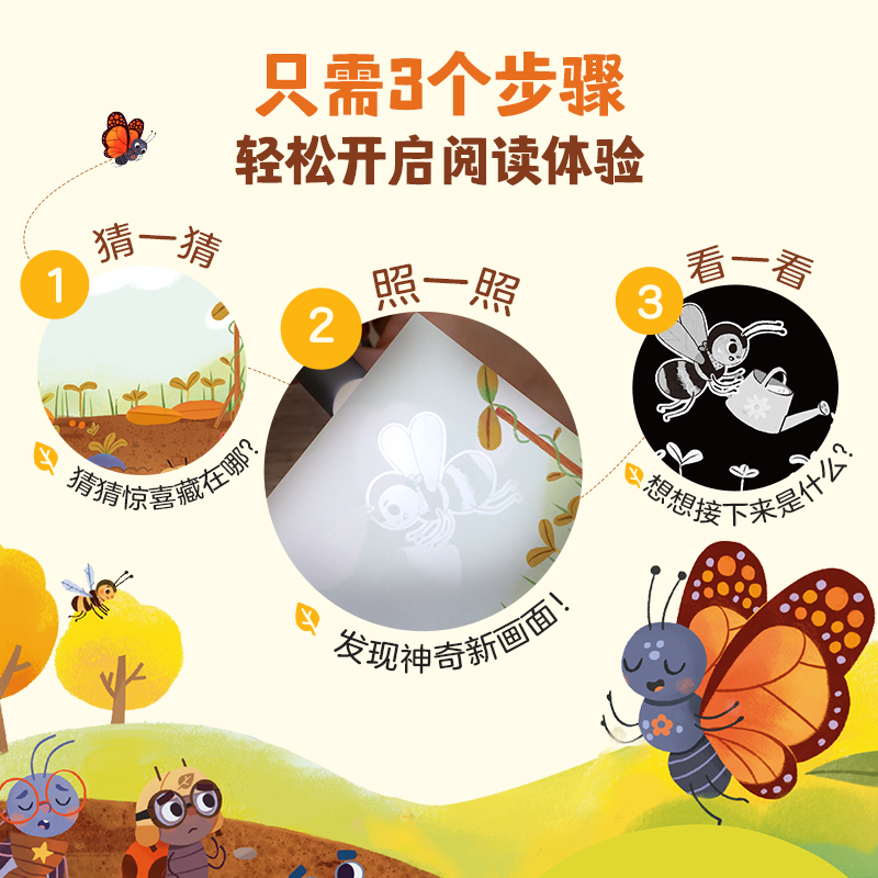 乐乐趣 莉莉兰的小虫虫手电筒看里面科普绘本蒙氏早教绘本2到6岁宝宝绘本科普读物幼儿园阅读2到6岁宝宝早教书籍睡前启蒙故事绘本Q